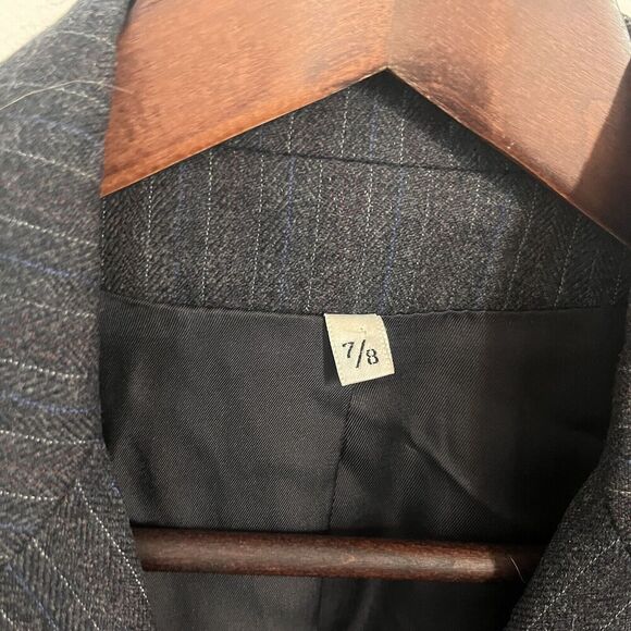 Vintage Peabody House Womens Size 7/8 Wool Blazer Grey Pinstripe Office Siren - Picture 7 of 9